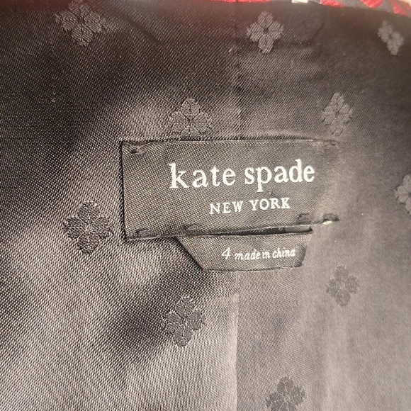 Kate Spad Flourish Swirl Brocade Blazer Black/Ripe Apple Size 4 - Picture 13 of 14
